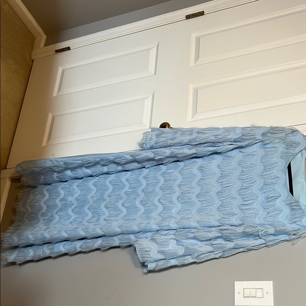 Elegant Light Blue Textured Dress